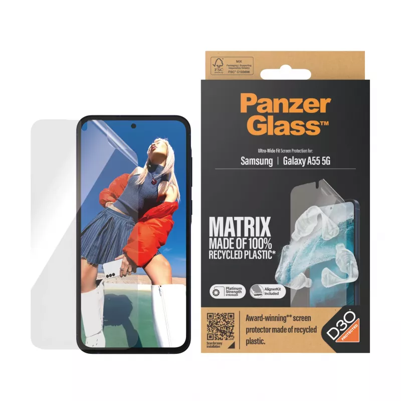 PanzerGlass ® ECO MATRIX protector de pantalla Samsung Galaxy A55 5G | Ultra-Wide Fit con AlignerKit