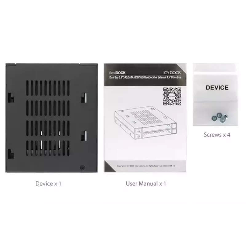 ICY DOCK flexiDOCK MB522SP-B - Carcasa para unidades de almacenamiento - 2.5 (6,4 cm) - Negro (MB522SP-B)