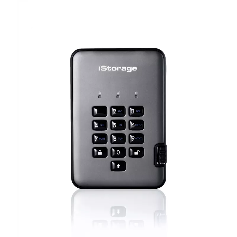 iStorage diskAshur PRO² HDD 500GB | Disco duro portátil seguro | FIPS 140-2 Level 2, NCSC CPA, NLNCSA BSPA & NATO Restricted | Cifrado hardware AES-XTS 256-Bit | Protegido por PIN | Independiente del sistema operativo y plataforma | RGPD, conforme TAA | Protección contra ataques de fuerza bruta | Resistente al polvo/agua