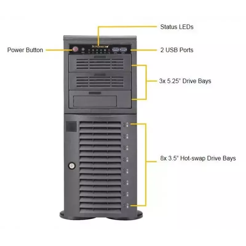Carcasa de ordenador Supermicro SuperWorkstation 7049A-T Rack 4U Negro