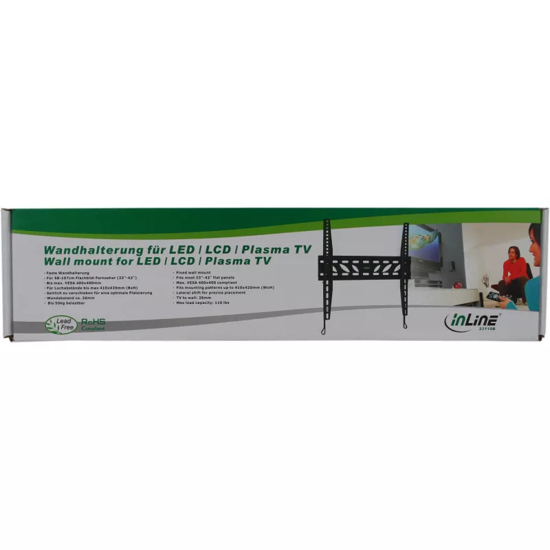 InLine Soporte de pared para TFT / LED / Plasma 81–140 cm, 32 pulgadas–55 pulgadas, máx. 50 kg