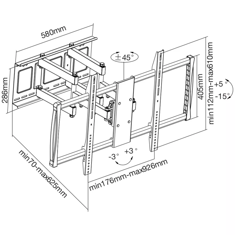 Soporte de pared para TV InLine 23111A para TFT LCD LED Plasma 60-100 pulgadas