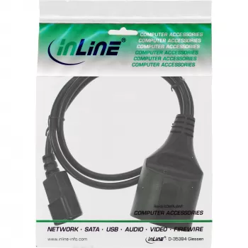 Cable de alimentación InLine, C14 a conector hembra Schuko, negro, 3m