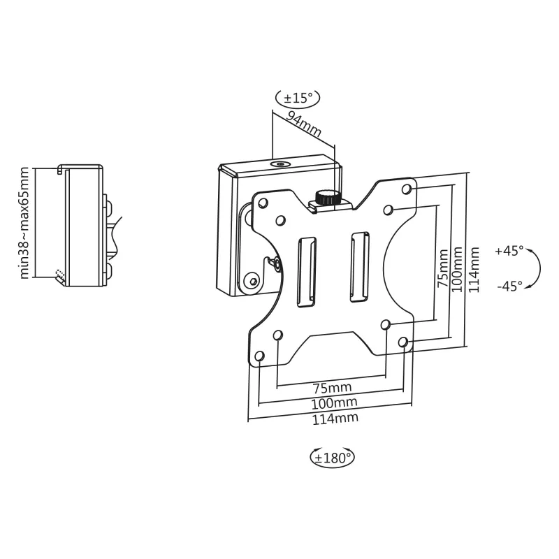 Soporte de monitor para panel ranurado InLine corto 6,5 kg de capacidad 13