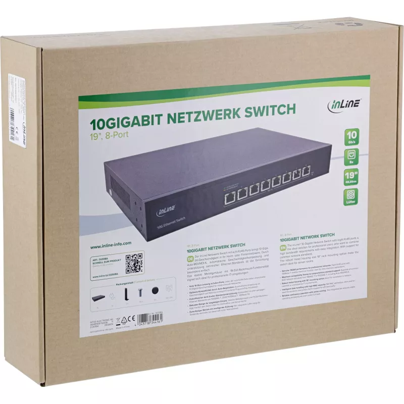 InLine 32308A switch de red no gestionado 10G Ethernet (100/1000/10000) negro