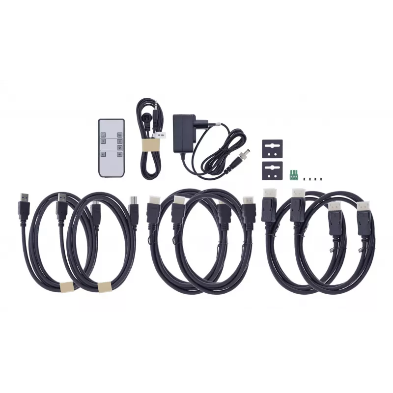 InLine 57885G Switch KVM, 2 vías, HDMI & DP, doble monitor, 4K60Hz, hub USB, negro