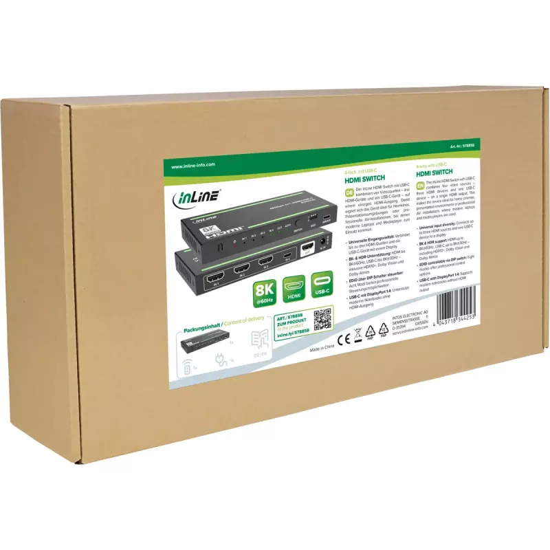 InLine 57885B conmutador de vídeo HDMI