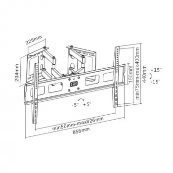 InLine soporte de pared en esquina para TFT / LED / Plasma 37 pulgadas a 63 pulgadas hasta 60 kg