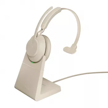 Jabra Evolve2 65 USB-C UC Cargador-soporte Mono - Beige, Inalámbrico, Oficina/Callcenter, 20 - 20000 Hz, 99,2 g, Auriculares, Beige