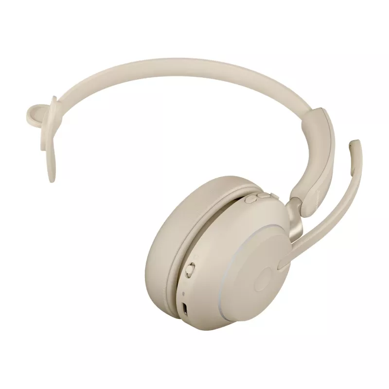 Jabra Evolve2 65 UC Mono 26599-889-888 auriculares con micrófono y base de carga, supraurales, convertibles, USB-C, beige