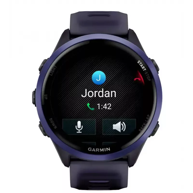 Garmin Forerunner 570 010-02971-02 smartwatch 47 mm, AMOLED, altavoz y micrófono, batería de hasta 18 h, aluminio índigo con correa translúcida Imperial Purple/Indigo