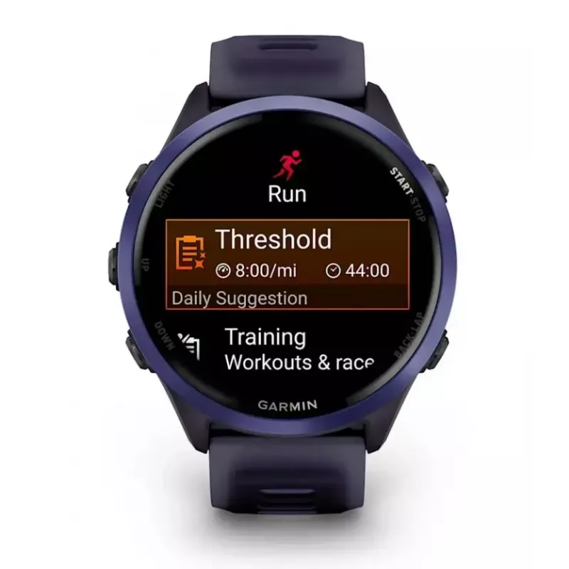 Garmin Forerunner 570 010-02971-02 smartwatch 47 mm, AMOLED, altavoz y micrófono, batería de hasta 18 h, aluminio índigo con correa translúcida Imperial Purple/Indigo