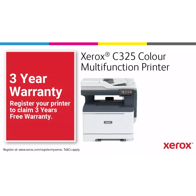 Xerox C325 A4 33ppm inalámbrica dúplex copia/impresión/escaneo/fax PS3 PCL5e/6 2 bandejas total 251 hojas