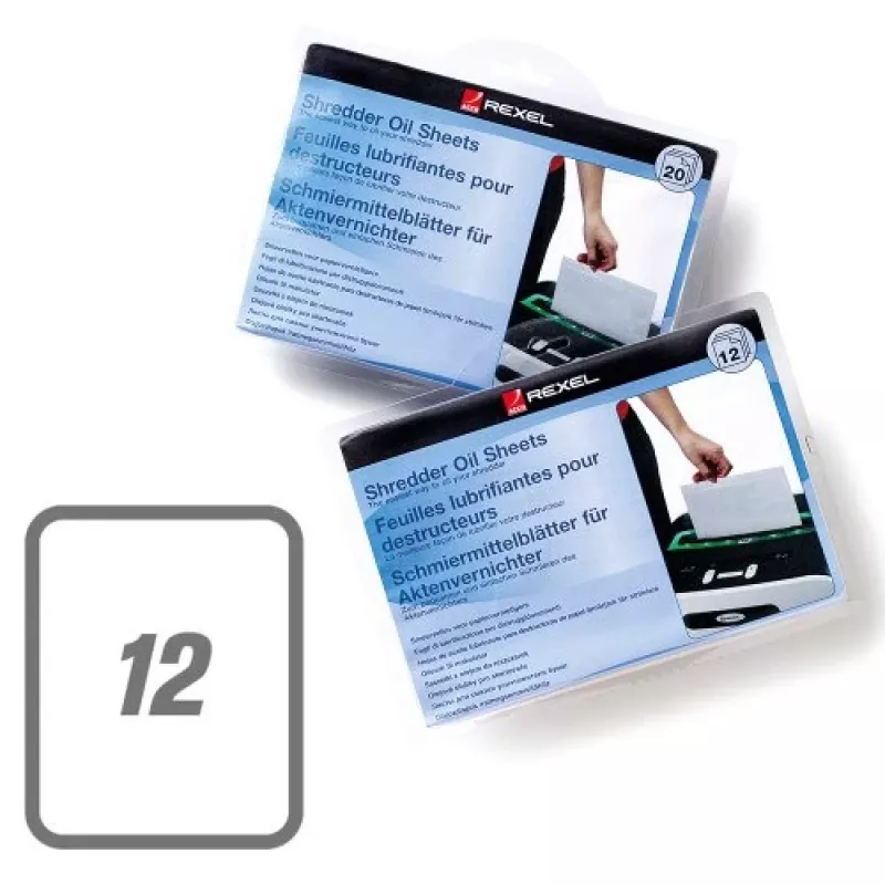 Rexel Hojas de aceite para destructora (paquete de 12)