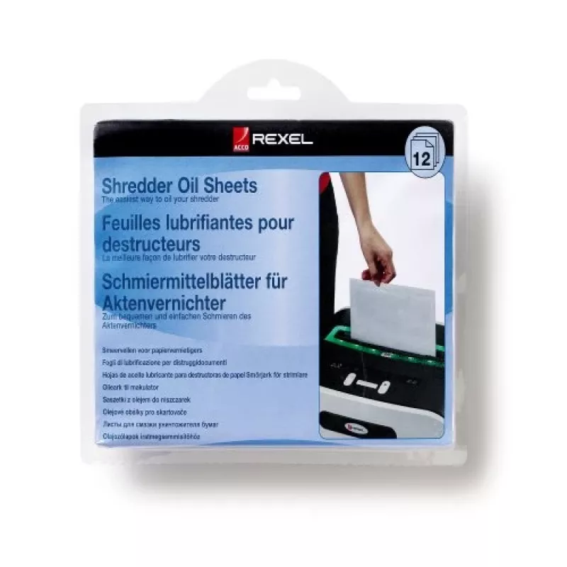 Rexel Hojas de aceite para destructora (paquete de 12)
