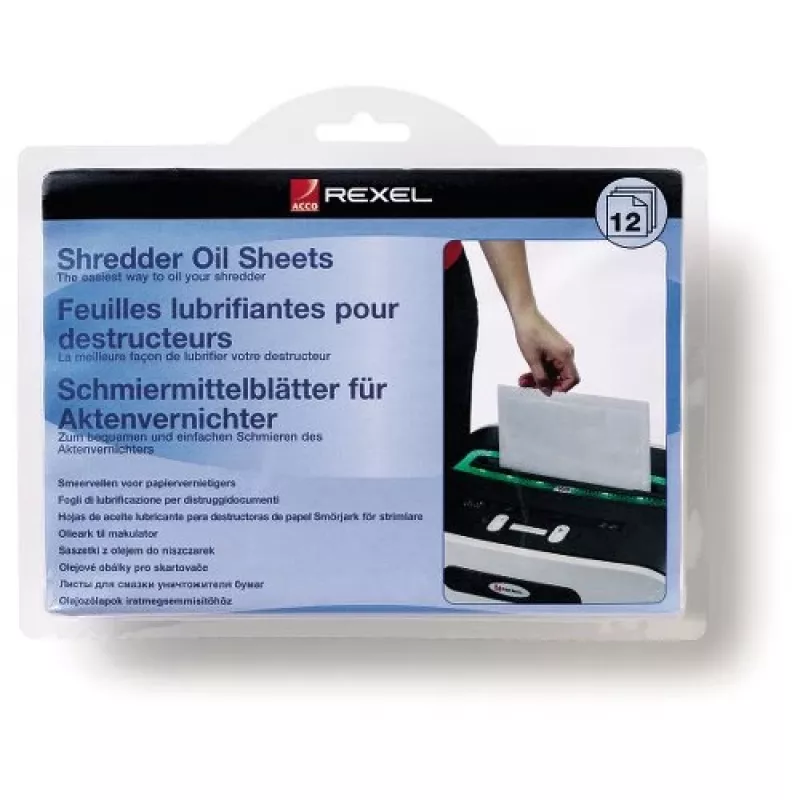 Rexel Hojas de aceite para destructora (paquete de 12)