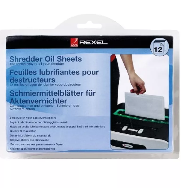 Rexel Hojas de aceite para destructora de documentos (paquete de 20)