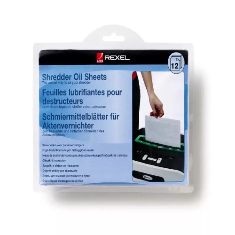 Rexel Hojas de aceite para destructora de documentos (paquete de 20)