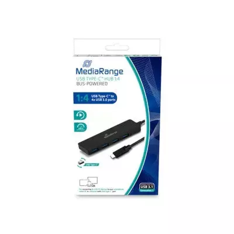 Hub MediaRange MRCS508 USB 3.2 Gen 1 Type-C Negro