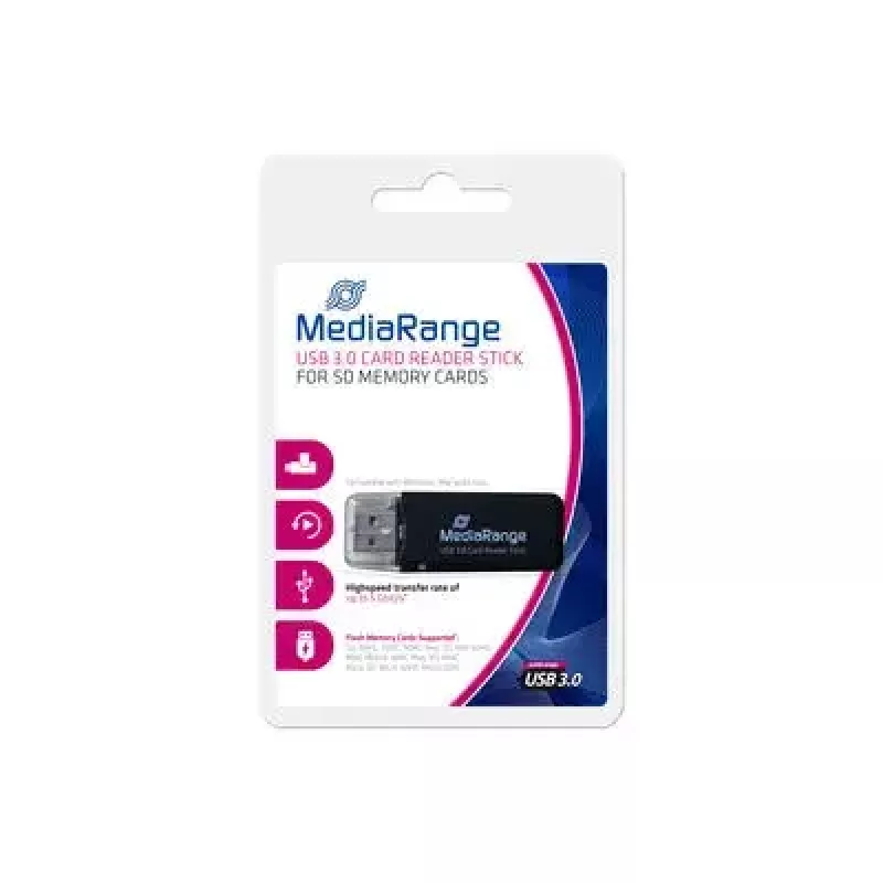 MediaRange MRCS507 Lector de tarjetas de memoria USB 3.0 tipo lápiz, negro