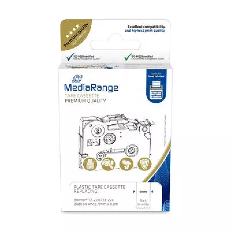 Cartucho de cinta plástica MediaRange TZ-221