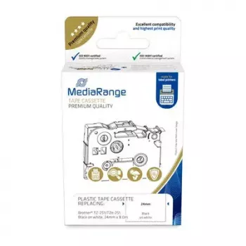 Cartucho de cinta plástica MediaRange TZ-251 24 mm 8 m negro sobre blanco