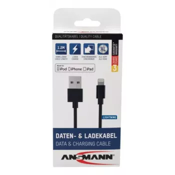 Cable Lightning Ansmann 1700-0078 1,2 m negro