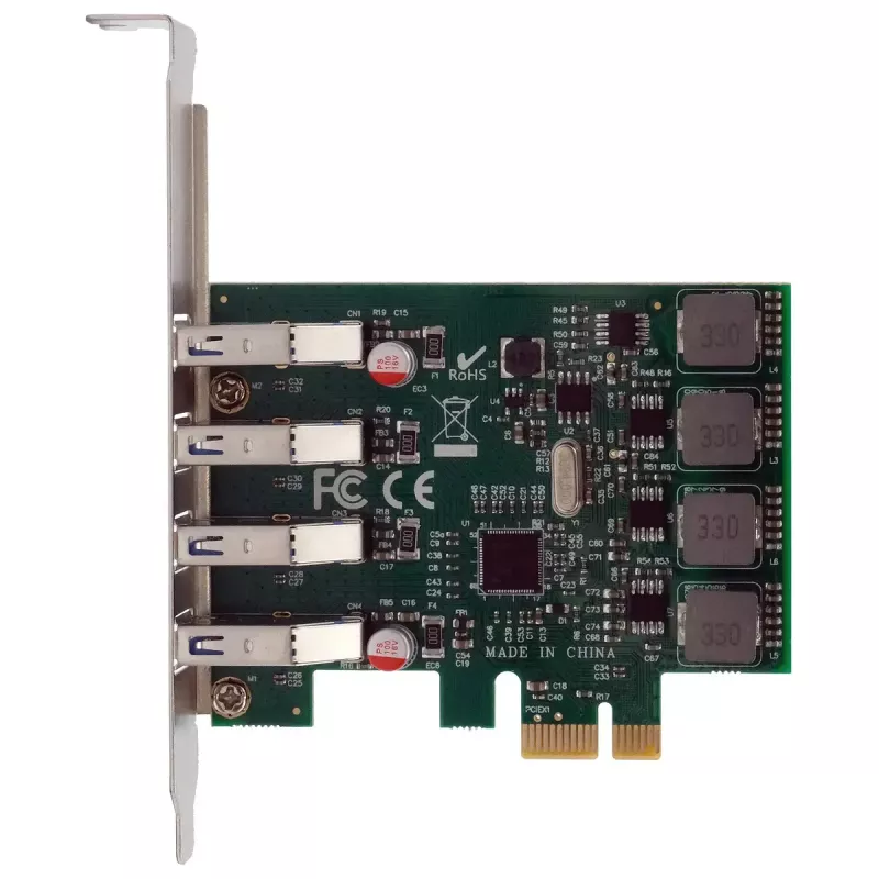 Tarjeta PCIe EXSYS de 4 puertos USB 3.2 Gen 1 con Self-Power 3A Renesas