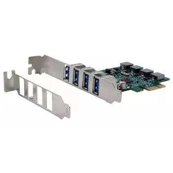 Tarjeta PCIe EXSYS de 4 puertos USB 3.2 Gen 1 con Self-Power 3A Renesas