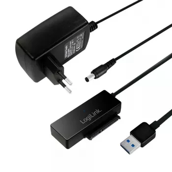 Adaptador LogiLink USB 3.0 a SATA con OTB - controlador de almacenamiento con indicador de datos, indicador de red, botón OneTouchEasy (OTB) - SATA 3Gb/s - 3 Gbit/s - USB