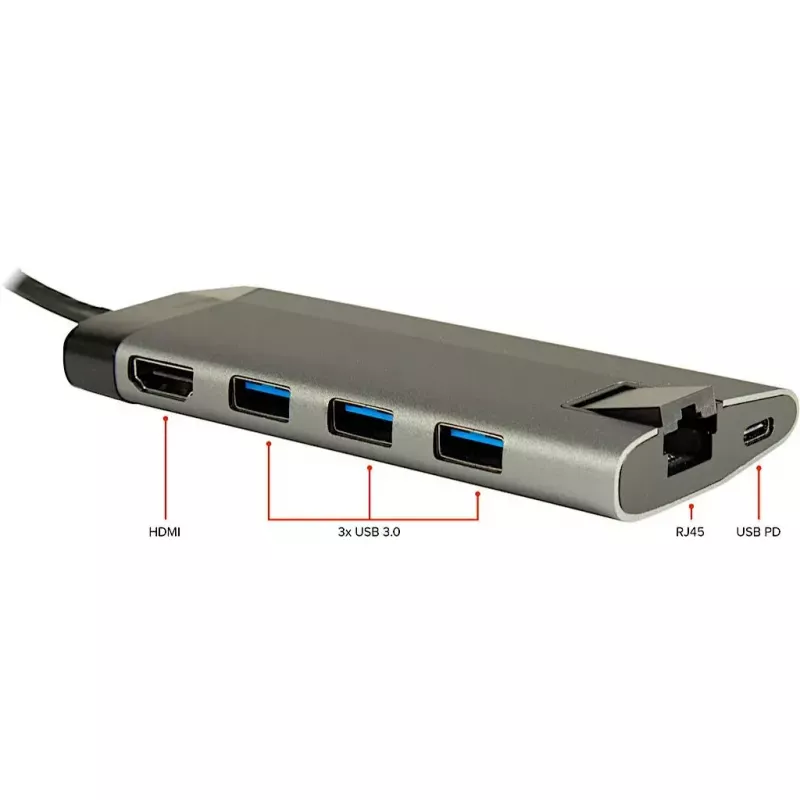 Inter-Tech GDC-802 USB 3.2 Gen 1 Type-C gris 100W Power Delivery