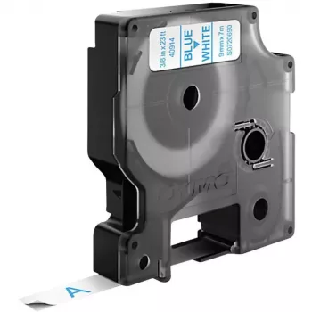 Cintas de etiquetar DYMO Authentic D1 | Texto azul sobre cinta blanca | 9 mm x 7 m | Etiquetas autoadhesivas para etiquetadoras LabelManager | Fabricadas en Europa