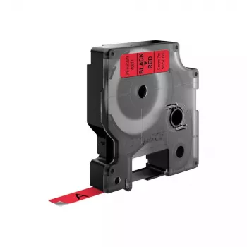 Etiquetas DYMO Authentic D1 | Impresión negra sobre cinta roja | 9 mm x 7 m | Etiquetas autoadhesivas para impresoras de etiquetas LabelManager | Fabricadas en Europa
