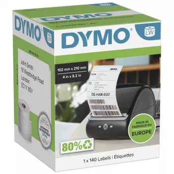 Etiqueta para impresora DYMO 2166659 blanca universal rectangular 10,2x21 cm