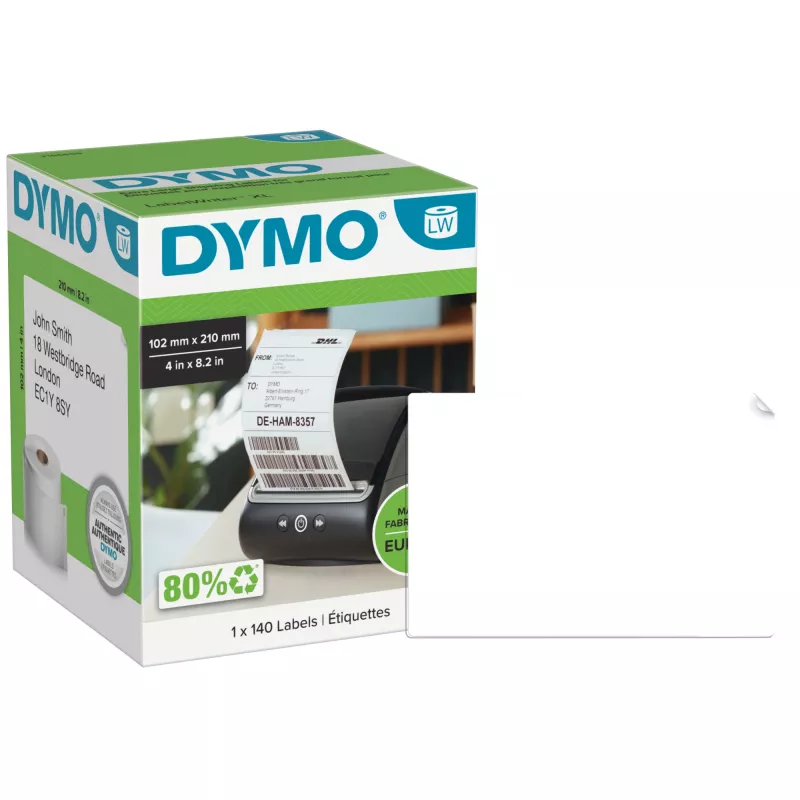 Etiqueta para impresora DYMO 2166659 blanca universal rectangular 10,2x21 cm