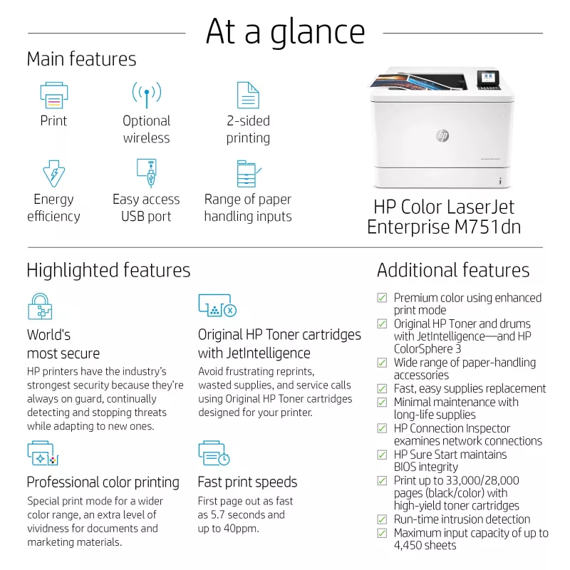 Impresora HP Color LaserJet Enterprise M751dn láser color