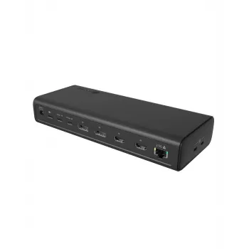 DockingStation ICY BOX 17-in-1, seis salidas de vídeo, cableado, USB 3.2 Gen 2 (3.1 Gen 2) Type-C, 140 W, 3,5 mm, 10,100,1000,2500 Mbit/s, negro