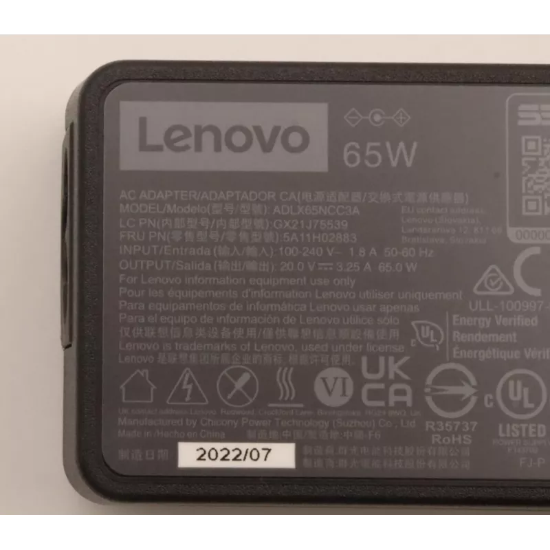 Lenovo 5A11H02883 fuente de alimentación interior 65 W negro