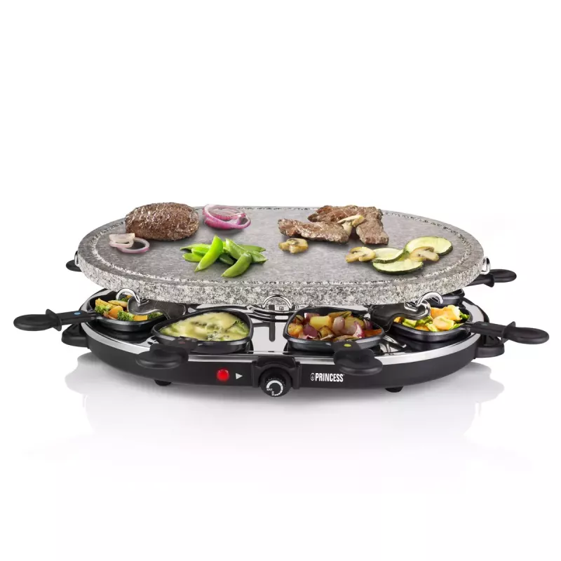 Princess 162720 Raclette 8 Oval Stone Grill Party 1200W 8 sartenes