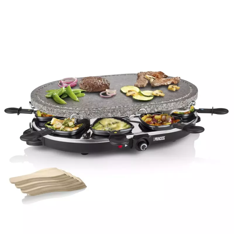 Princess 162720 Raclette 8 Oval Stone Grill Party 1200W 8 sartenes