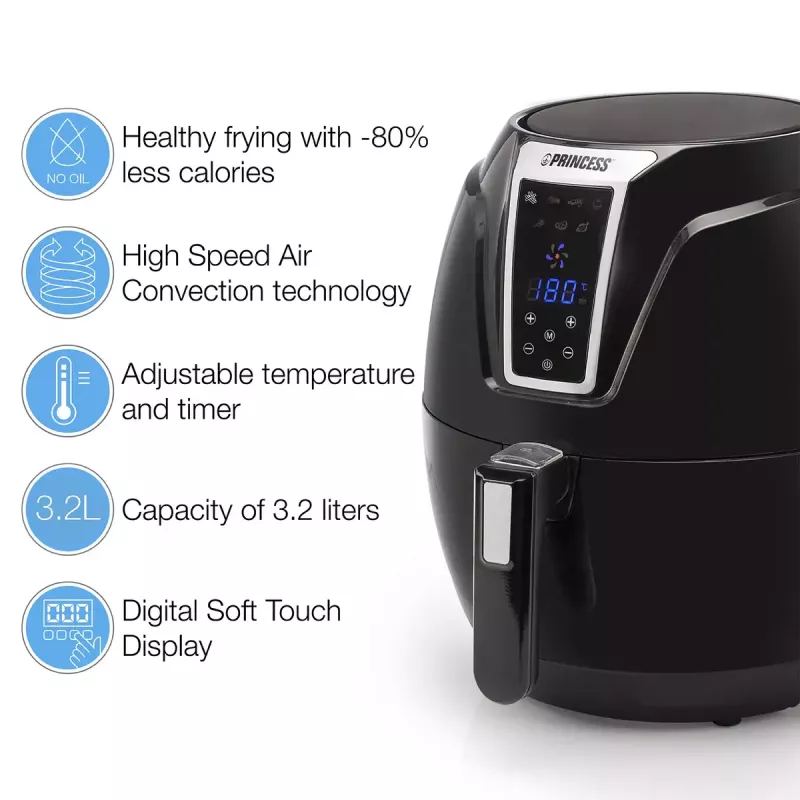 Princess 182021 Freidora de aire Digital XL, 3,2 L
