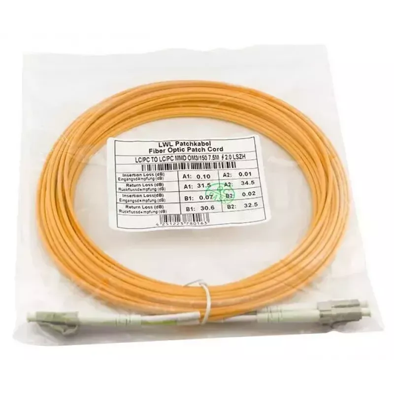 BlueOptics 050502K512000020M-BO Cable de conexión de fibra óptica dúplex, LC/UPC a LC/UPC, OM3 50/125 µm, 20 m, beige