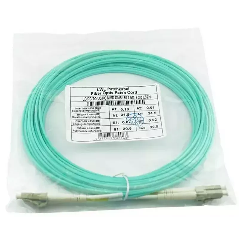 BlueOptics 050502T512000020M-BO Cable de conexión de fibra óptica dúplex, LC/UPC a LC/UPC, OM3 50/125 µm, 20 m, beige