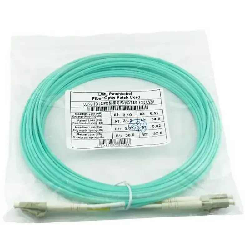 BlueOptics 050502T512000030M-BO Cable de conexión de fibra óptica dúplex, LC/UPC a LC/UPC, OM3 50/125 µm, 30 m, beige