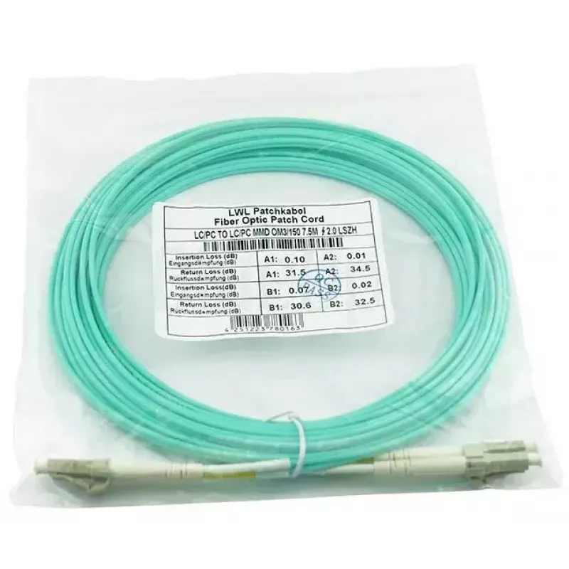 BlueOptics 050502T512000050M-BO Cable de conexión de fibra óptica dúplex, LC/UPC a LC/UPC, OM3 50/125 µm, 50 m, beige