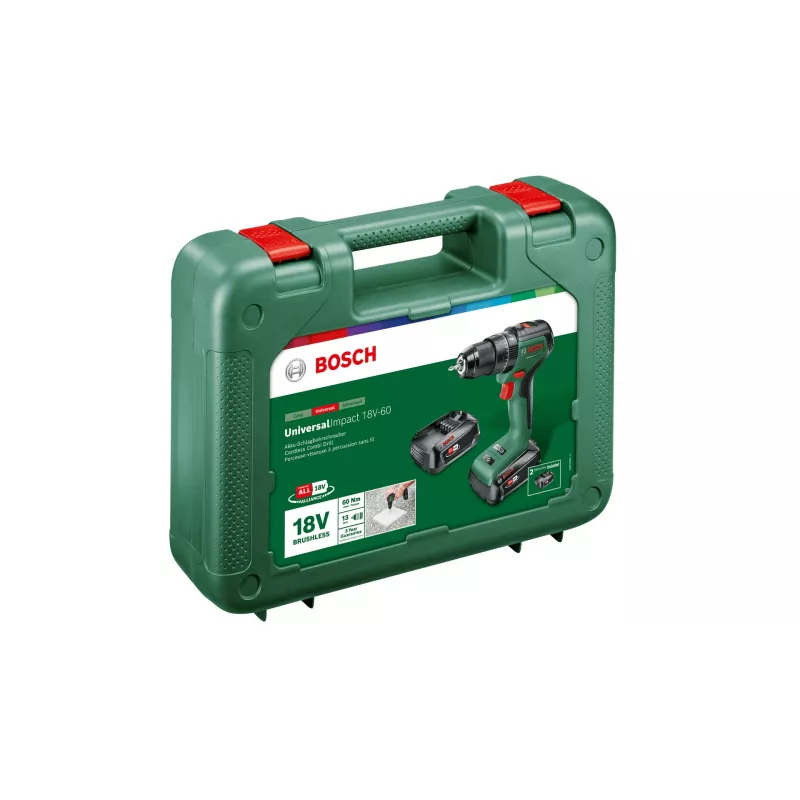 Taladradora con empuñadura de pistola Bosch Universal Impact 18V-60, 1900 rpm, 1,3 kg
