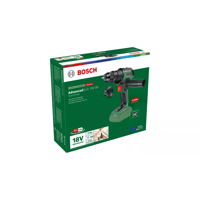 Bosch AdvancedDrill 18V-80 QuickSnap 1950 RPM sin llave 830 g negro, verde