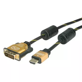 Adaptador de cable de vídeo ROLINE 11.04.5895 10 m HDMI DVI negro oro