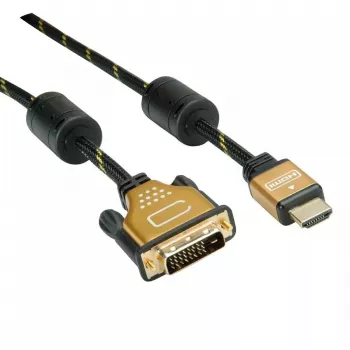 Adaptador de cable de vídeo ROLINE 11.04.5895 10 m HDMI DVI negro oro