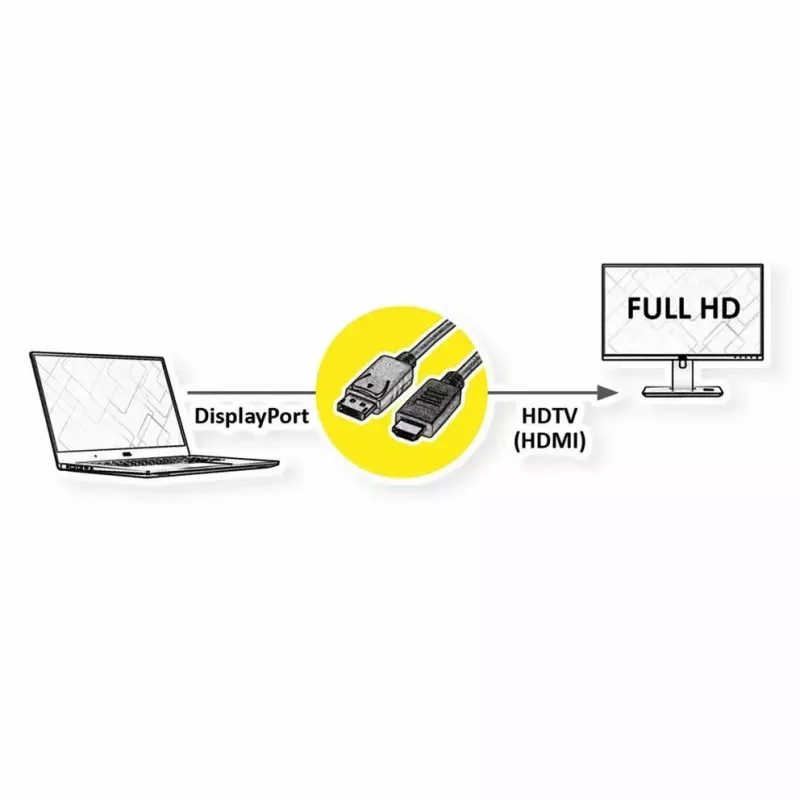 DisplayPort ROLINE 11.44.5782-10 HDTV negro